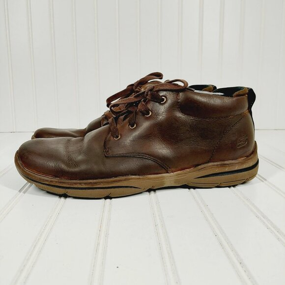 Skechers Other - Skechers Harper Melden Men's Casual Lightweight Brown Leather Lace Up Shoes A739
